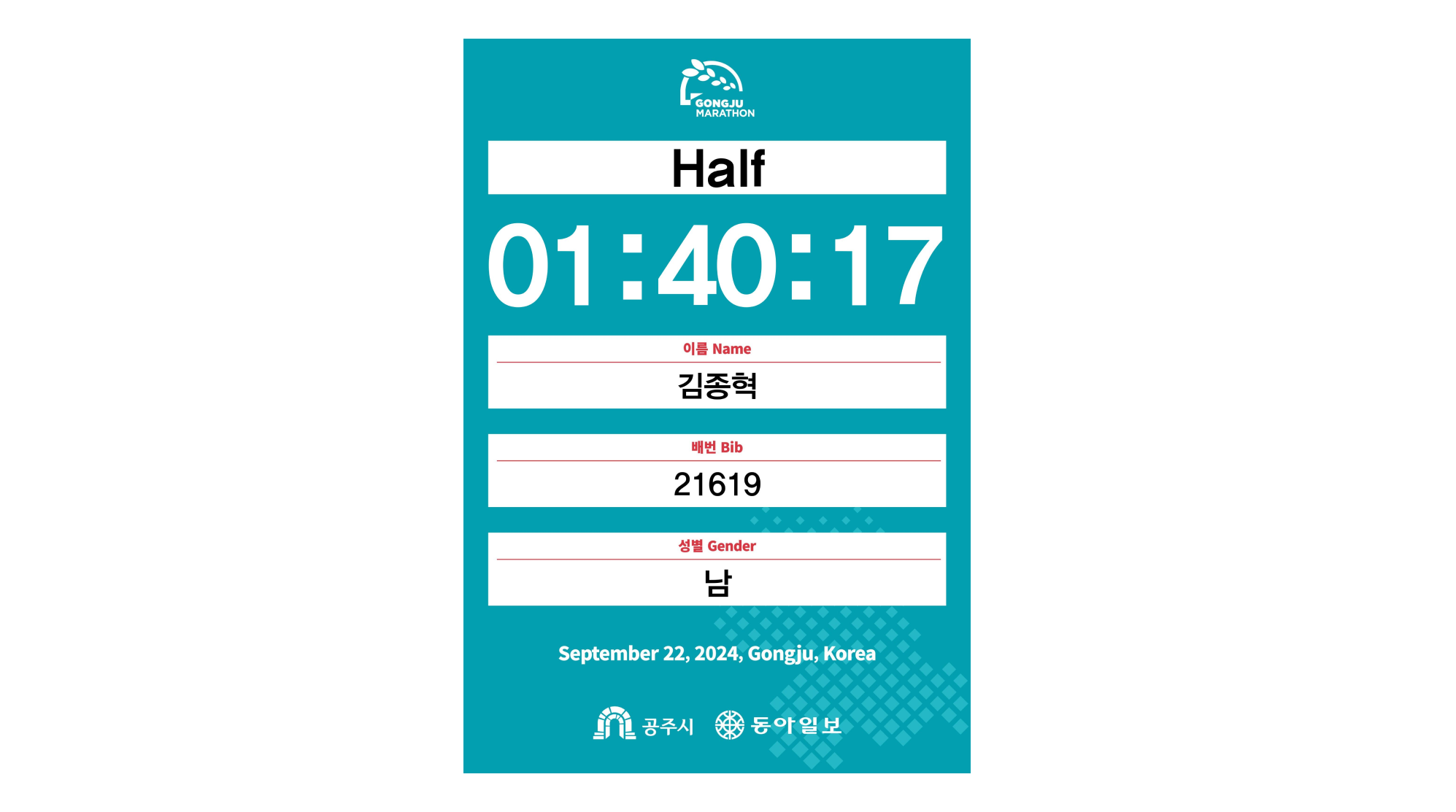 Gongju Baekjae Marathon Record